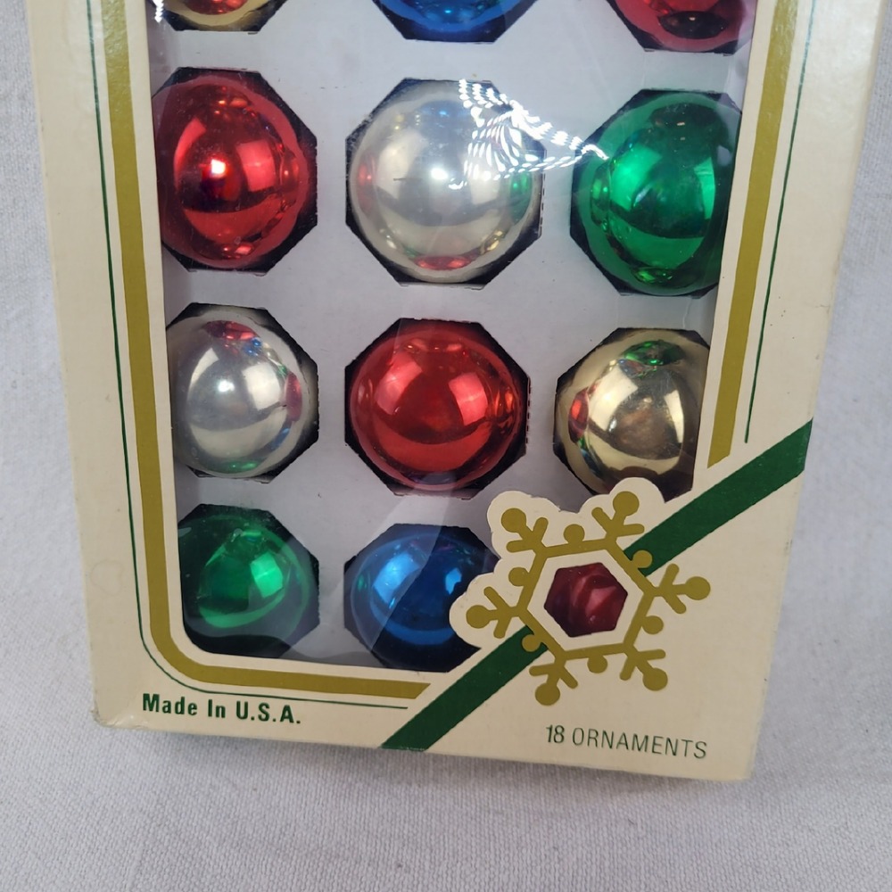 Vintage Pyramid 18 Jumbo Glass Christmas Ornaments Multi Color Made in USA - Picture 2 of 10